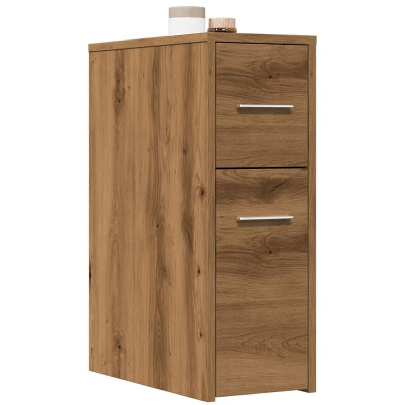 foto del prodotto vidaxl mobile da bagno stretto con ruote rovere artigianale truciolato