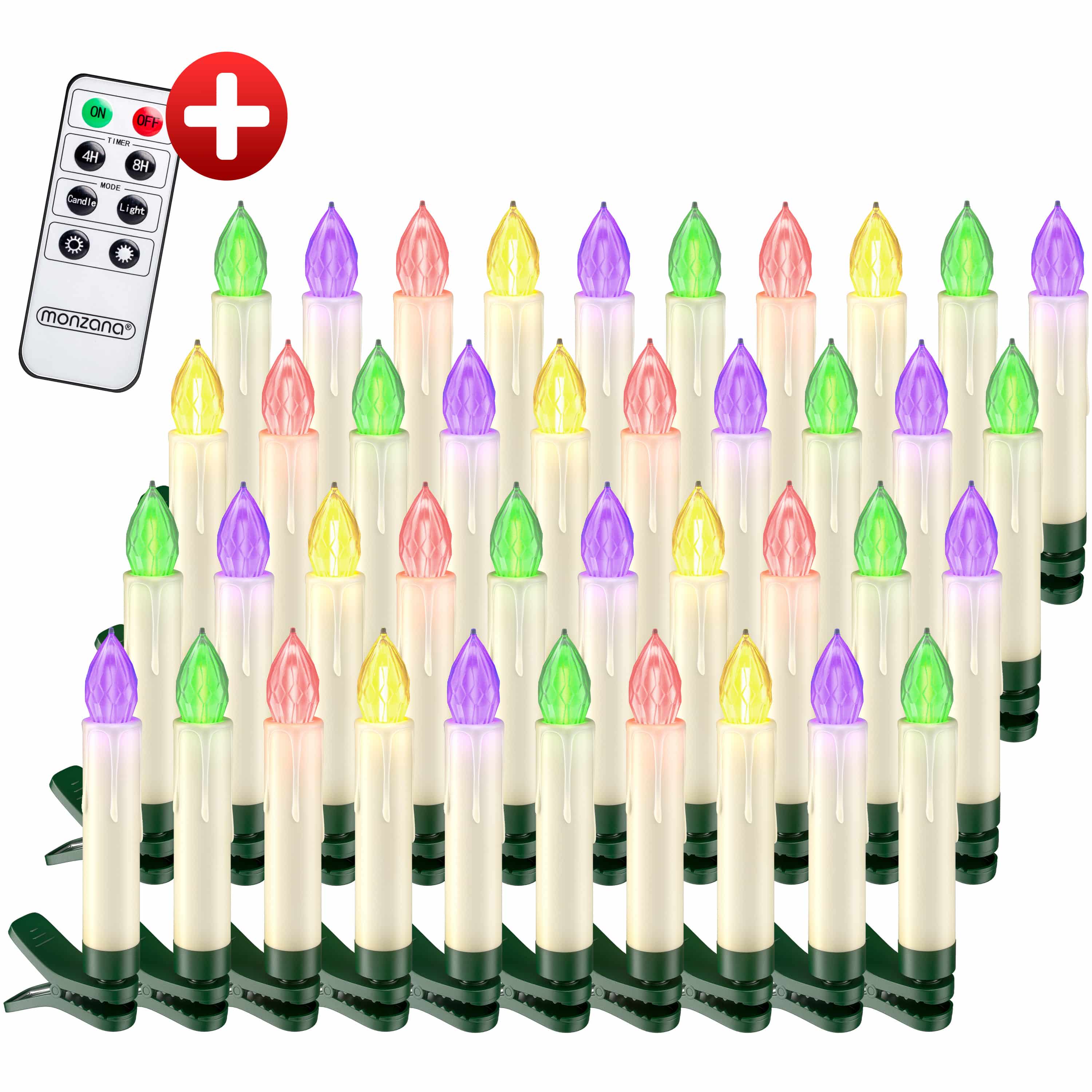 immagine 0 del prodotto set 40x candele led per albero di natale multicolore con telecomando
