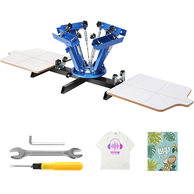 foto del prodotto mophorn vevor macchina da stampa 4 colori 2 tavole per abbigliamento fai da te, stampante per serigrafia in acciaio laminato serigrafica manuale 4