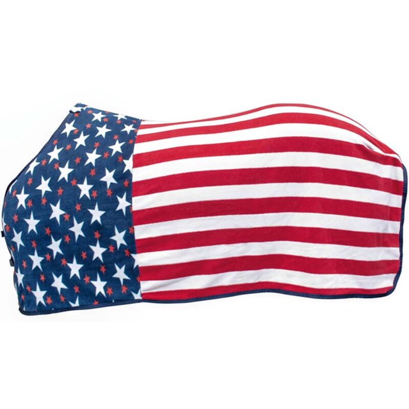 foto del prodotto 105 cm, america usa flag coperta per cavalli chicago colori usa in pile antipilling con chiusura anteriore