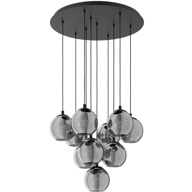 foto del prodotto lampadario moderno ariscani 10 luci acciaio nero