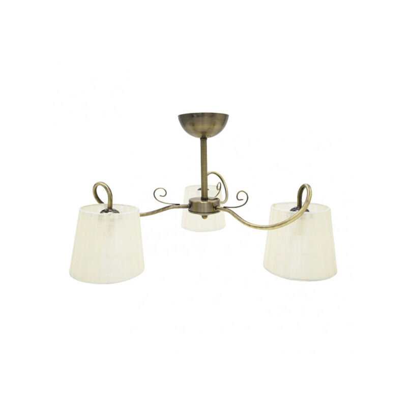 foto del prodotto lampada cuzco de tres luces con pantalla beige, cuero sat. 37x60x60 cm fabrilamp
