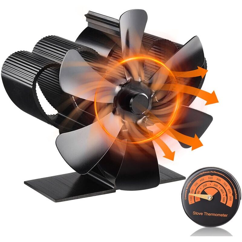 foto del prodotto ventilatore per stufa a legna, ventilatore per camino alimentato a calore, ventilatore per stufa silenzioso a 6 pale per camino a