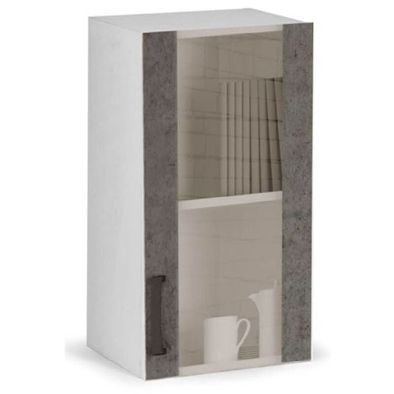 foto del prodotto toscohome pensile vetrina da cucina con anta colore cemento 40x72h cm