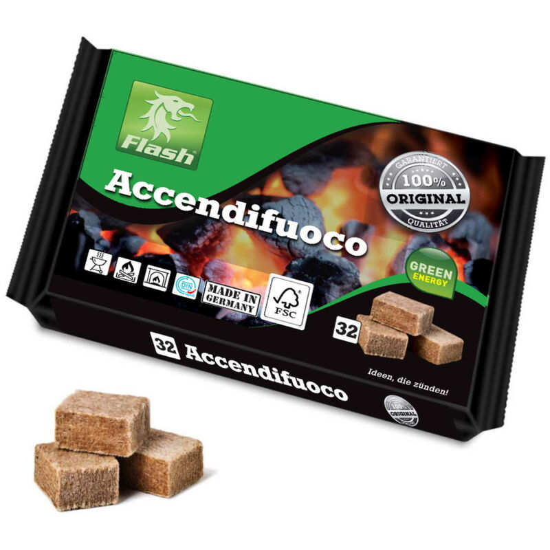 immagine 0 del prodotto accendifuoco ecologico 32 cubetti con elementi naturali per accendere camino