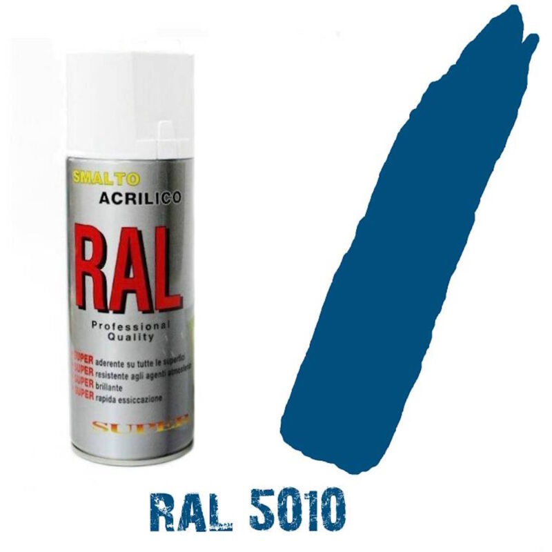 foto del prodotto bomboletta spray blu genziana scuro ral 5010 acrilico vernice brillante lucido