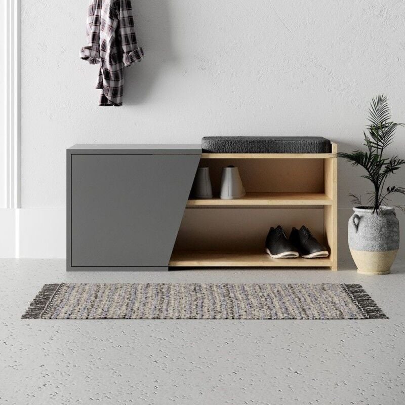foto del prodotto scarpiera panca color rovere e antracite 104 cm fiona