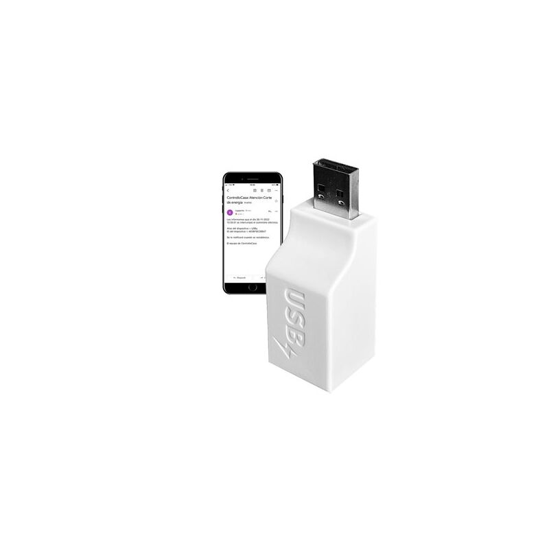 foto del prodotto edm controllocasa usby rilevatore mancanza elettrica usb per impianti domestici 5v 56x23x22mm colore bianco