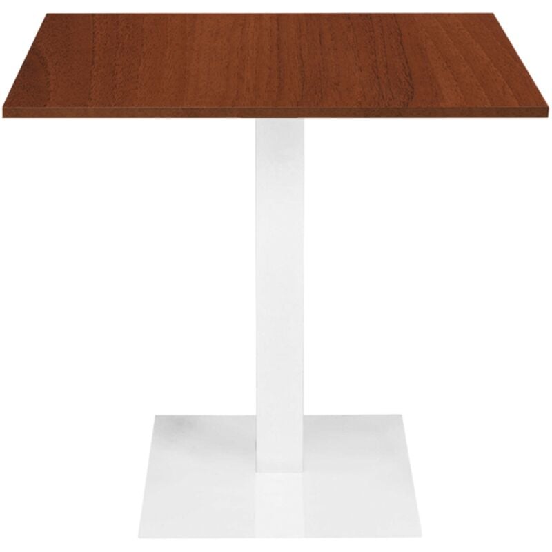 foto del prodotto liberoshopping tavolo bar ristorante 80x80 cm base bianca piano laminato noce h 75