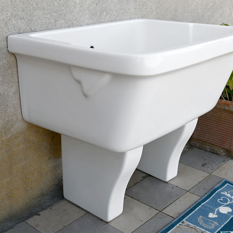 foto del prodotto vasca grande lavatoio marna da appoggio 75x60xh74,5 con piedi in ceramica