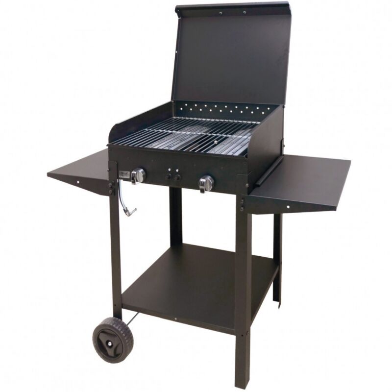 foto del prodotto barbecue bbq a gas e pietra lavica il lamiera smaltata 2 fuochi