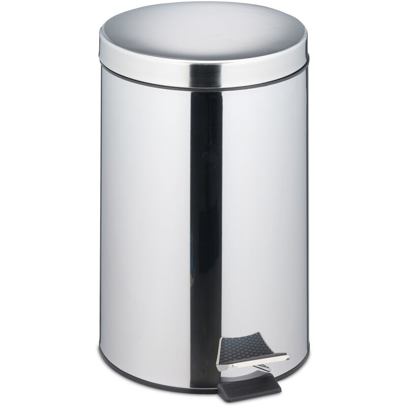 foto del prodotto pattumiera cucina, cestino rifiuti 20 l, pedale e cestello interno rimovibile, cesto acciaio inox, argentato relaxdays