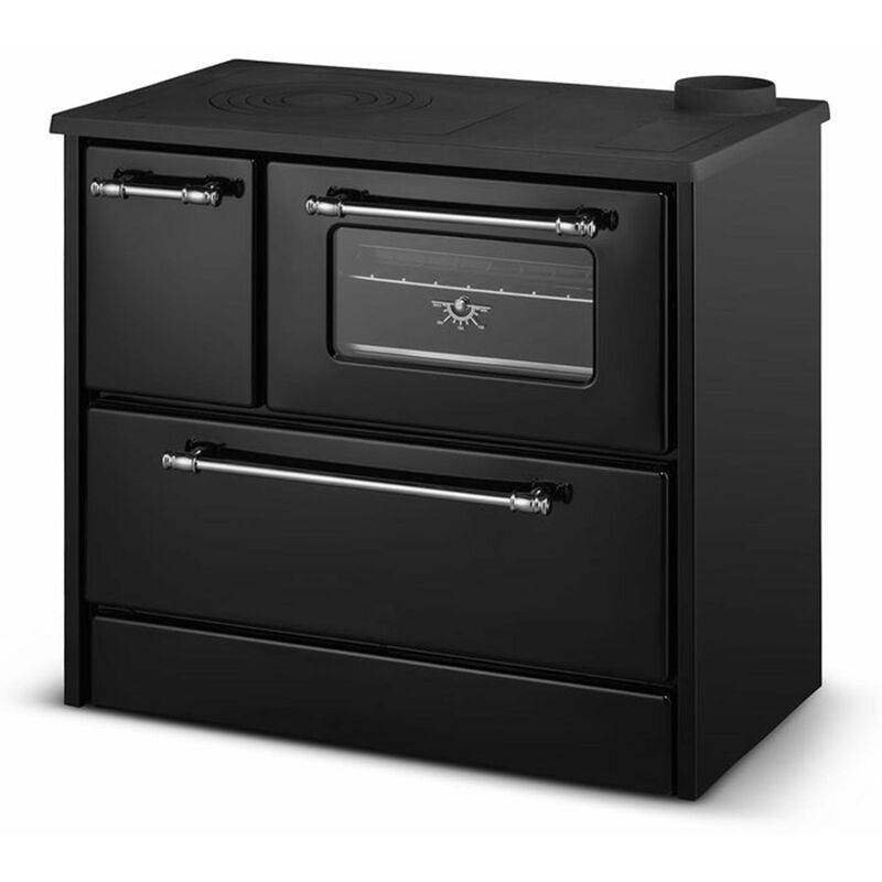 foto del prodotto divina fire cucina a legna beatrice 9 kw con forno in acciaio verniciato h 79 cm nero