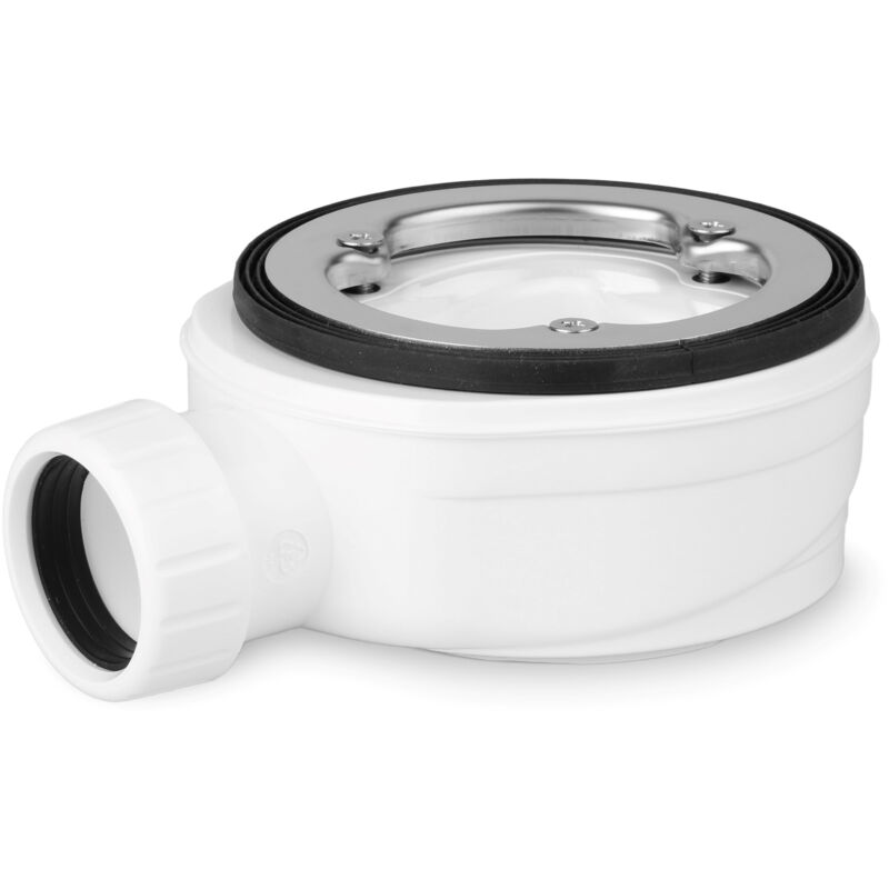 foto del prodotto piletta doccia ribassata sifone gravitazionale flangia inox foro 85mm h.50mm