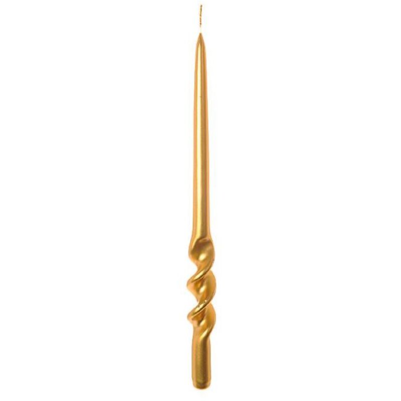 foto del prodotto candela decorativa metallica a spirale colore oro decorazione natalizia h 29 cm