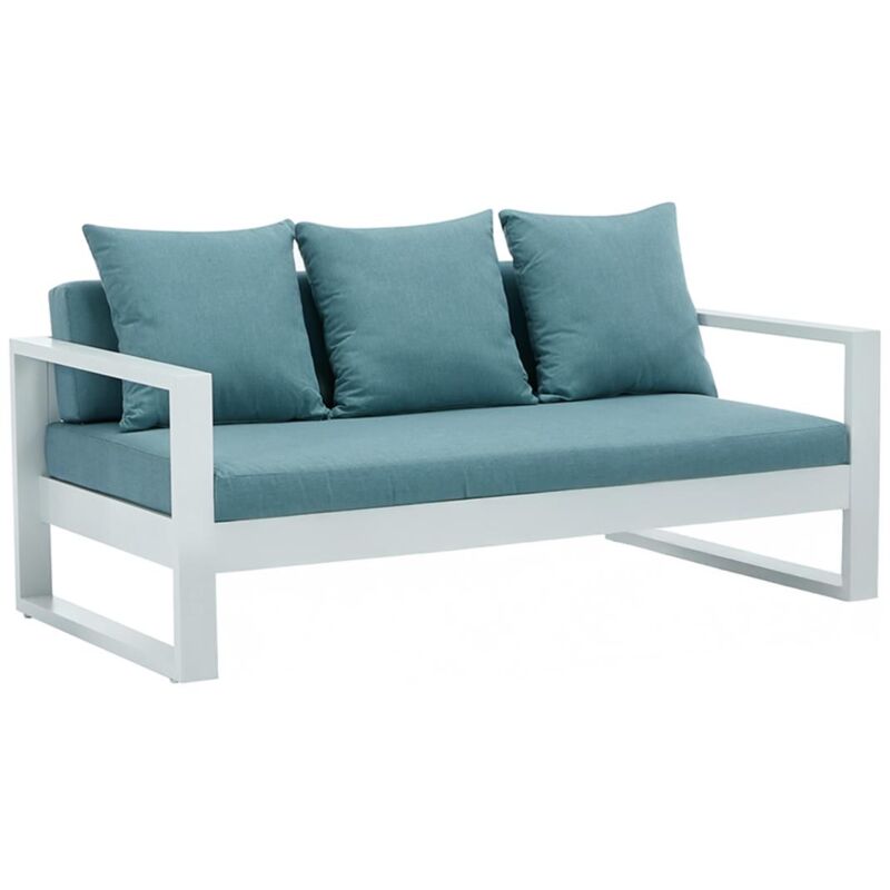 immagine 0 del prodotto divano da giardino 3 posti in alluminio bianco con cuscini blu molokai di mylia
