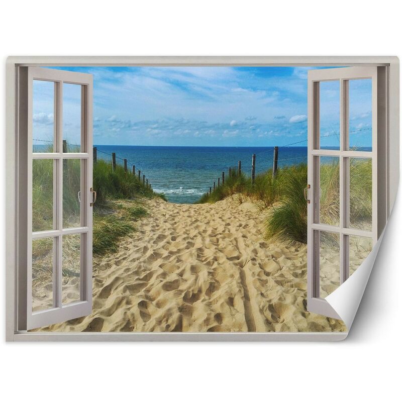 foto del prodotto gbshop carta da parati, vista finestra sentiero verso il mare 280x200