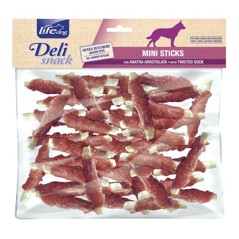 foto del prodotto dog delisnack ministick masticativi 500gr anatra life