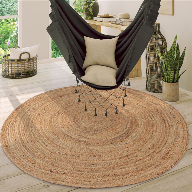 foto del prodotto paco home tappeto salotto rotondo iuta motivo boho etnico moderno fatto a mano naturale 200 cm tondo, natura 3