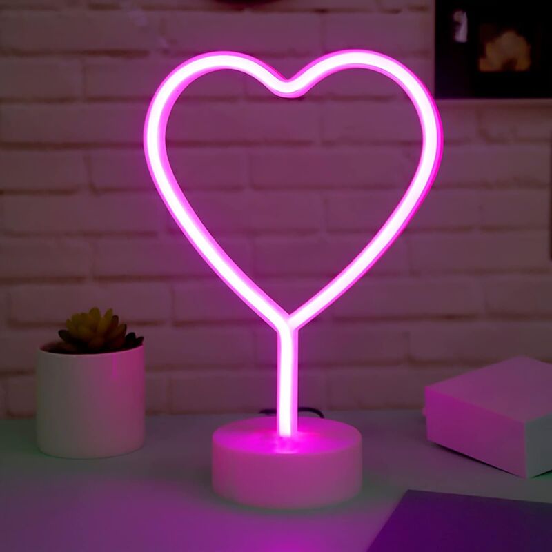 foto del prodotto fortuneville insegna luminosa a led a forma di cuore, luce notturna al neon, luce decorativa per insegna al neon usb batteria, decorazione da
