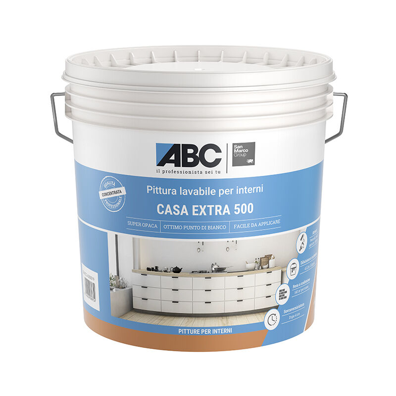 foto del prodotto casa extra 500 pittura lavabile traspirante per interni bianca lt 4