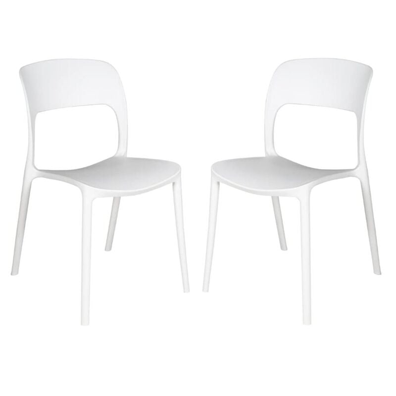 immagine 0 del prodotto set 2 sedie impilabili in polipropilene 83x56x46 cm colore bianco design moderno