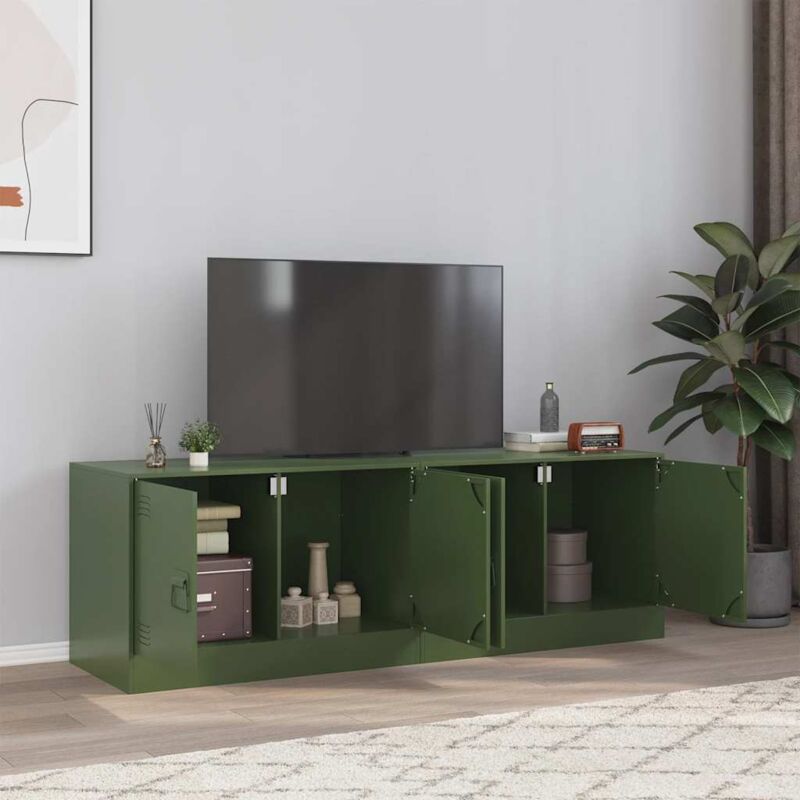 foto del prodotto vidaxl mobili tv 2 pz verde oliva 67x39x44 cm in acciaio