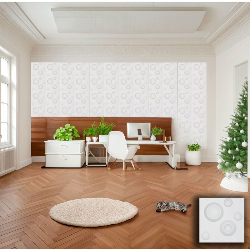 foto del prodotto eternal parquet 0,79 pannello in fibra naturale a parete 3d, rivestimento di lusso 3d 30x30cm bianco verniciabile bolle