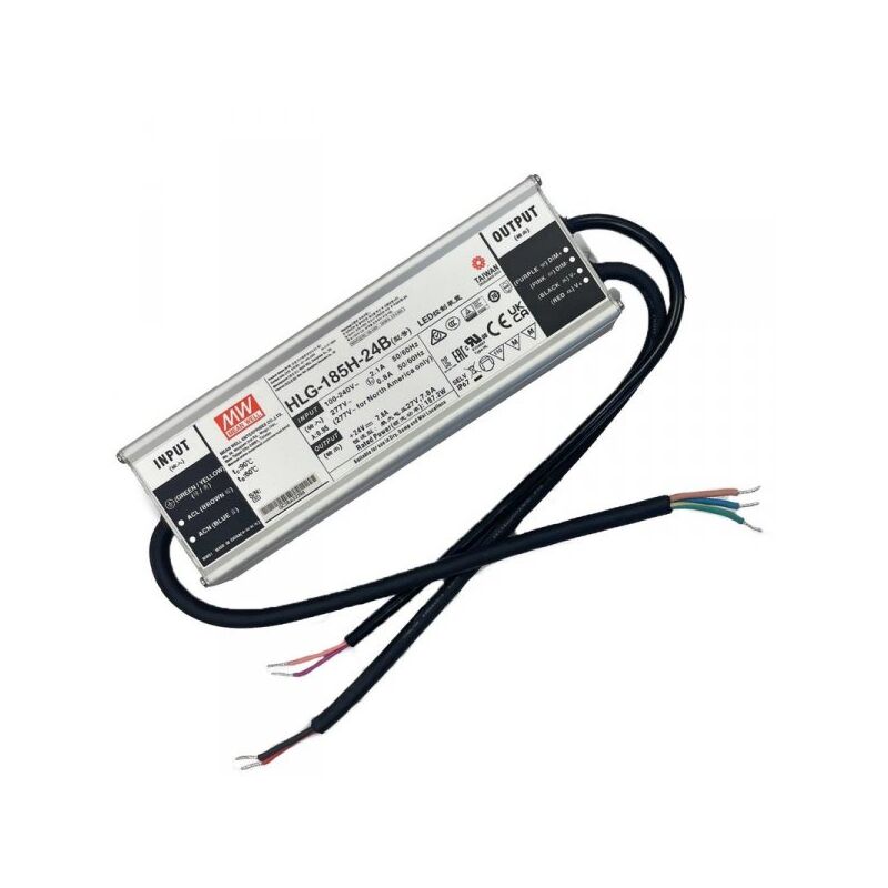 immagine 0 del prodotto mw mean well hlg 185h 24b alimentatore led driver cc cv dimmerabile 185w 24v 7,8a ip67 input 220v 110v