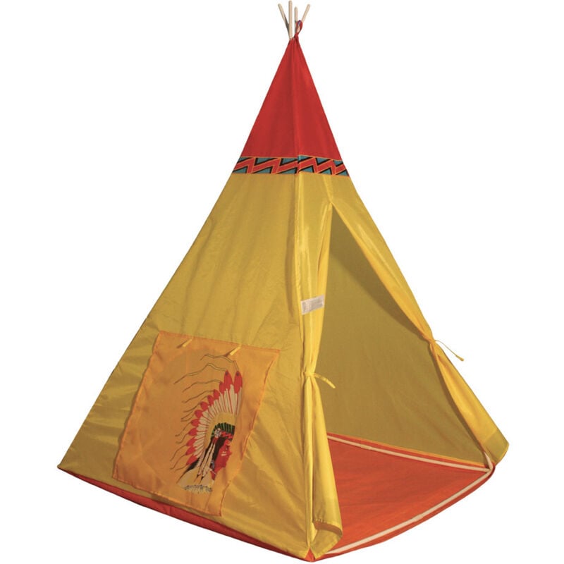 foto del prodotto tenda indiana per bambini 100x100x135 cm struttura in plastica tubolare gialla