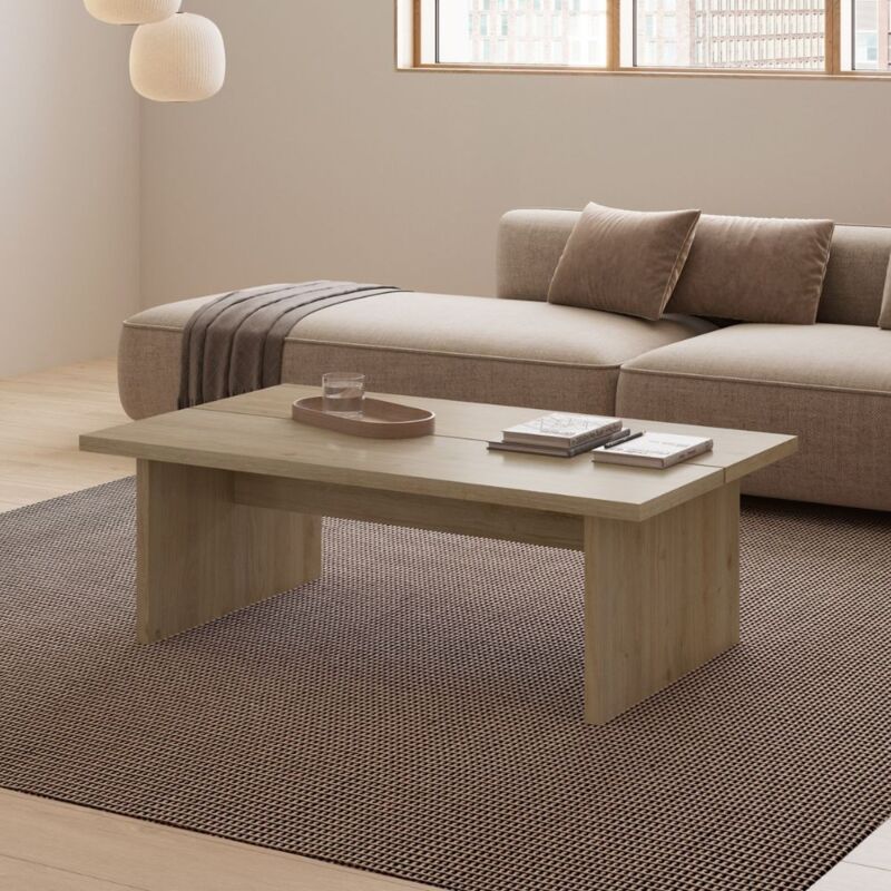 foto del prodotto tavolino da salotto rettangolare colore rovere 120x70x40h cm loana