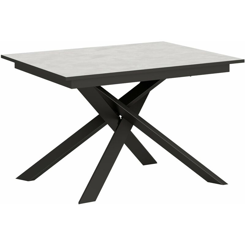foto del prodotto tavolo allungabile 120 180x90x74 cm ganty piano bianco spatolato bordo antracite