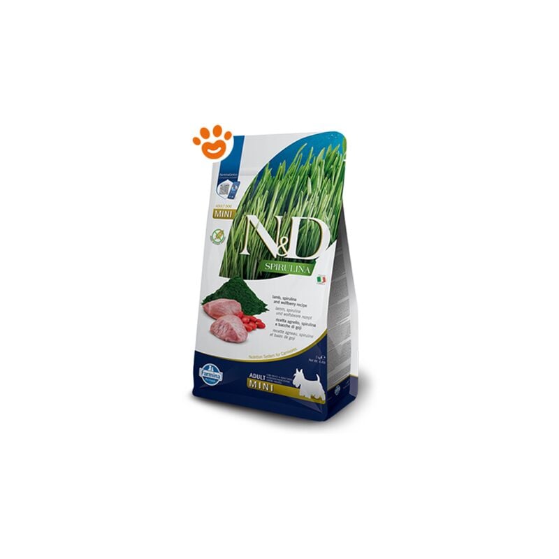 foto del prodotto dog n d spirulina adult mini agnello dog n d spirulina adult mini agnello sacco da 2 kg farmina
