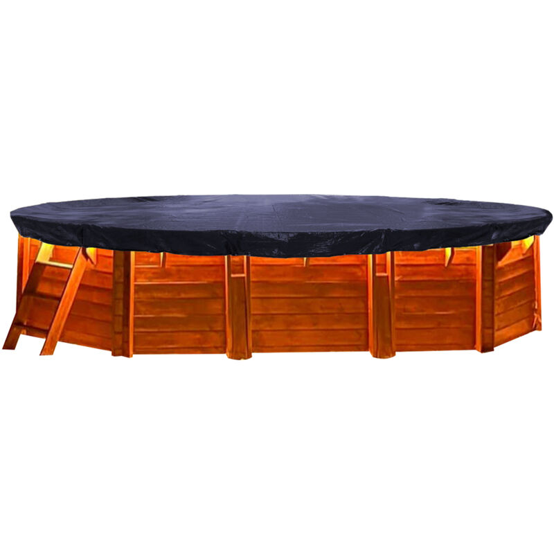foto del prodotto copertura invernale per piscina ovale 200g m per dimensioni piscina 650x420cm dimensioni tela cerata 730x500cm verde