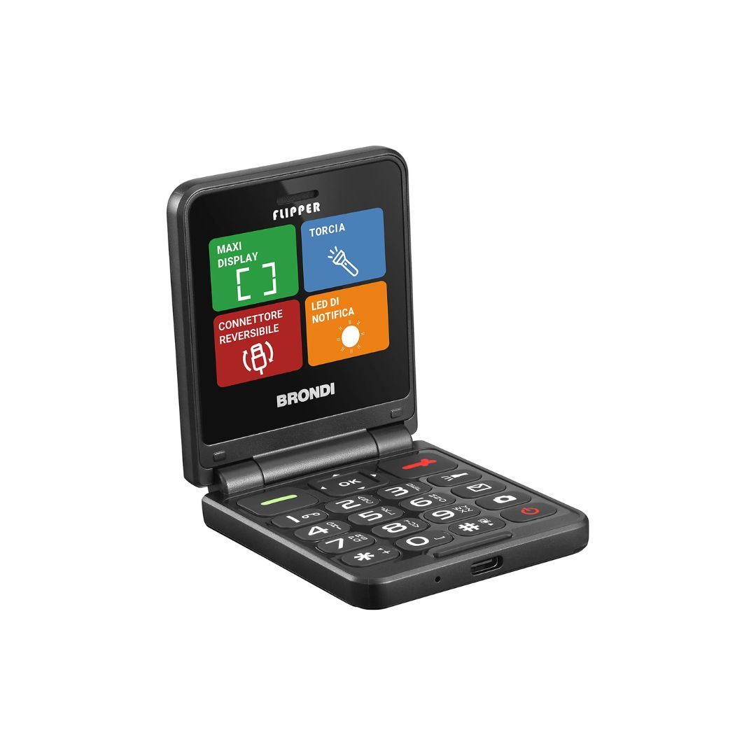 foto del prodotto cellulare brondi flipper duos black metal italia