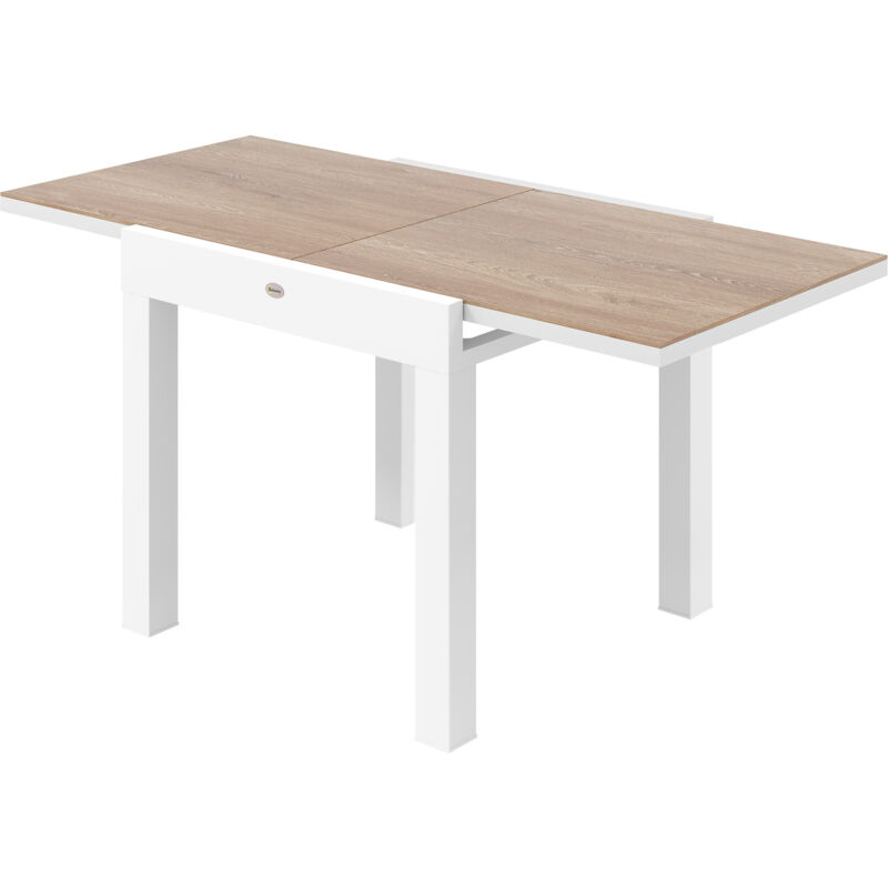 foto del prodotto tavolo da giardino allungabile da 80 160 cm per 4 6 posti bianco outsunny