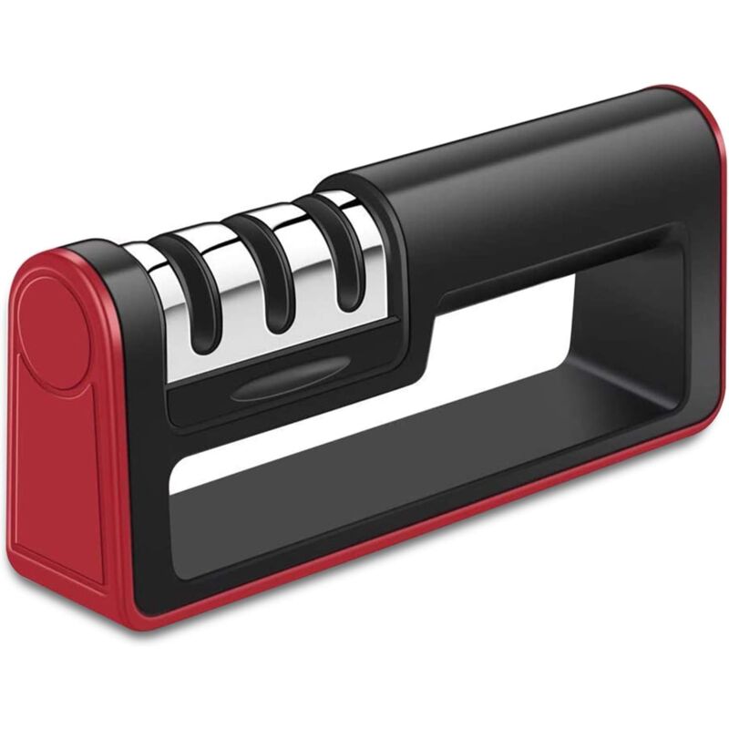 foto del prodotto alovez affilacoltelli manuale, affilacoltelli professionale, 3 livelli, acciaio al tungsteno diamante ceramica 