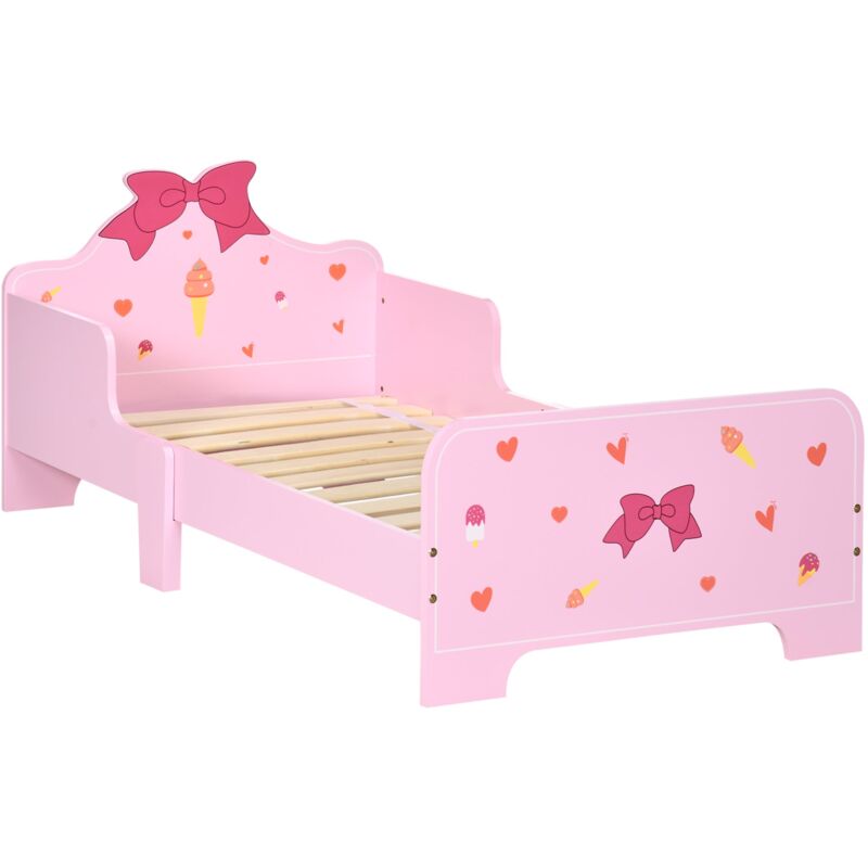 foto del prodotto letto per bambini con sponde 143x74x59 cm fantasia fiocco rosa