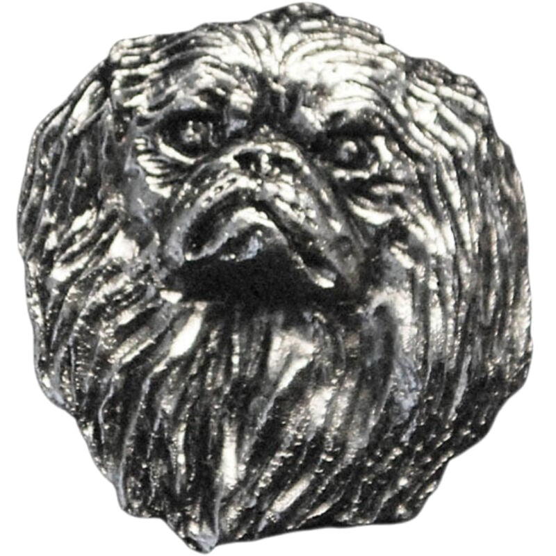 foto del prodotto pechinese spilla a forma di cane argentata, spilla elegante, decorazione per bavero di art dog