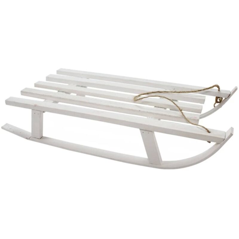foto del prodotto slitta decorativa natalizia in legno per decorazioni natalizie 36 cm bianco