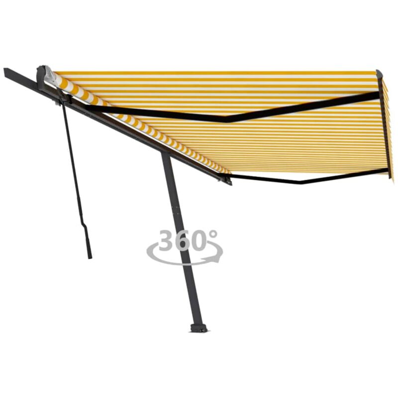 foto del prodotto vidaxl tenda da sole autoportante manuale 500x300 cm gialla bianca