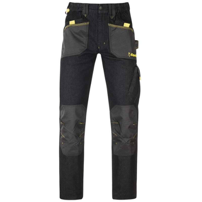 foto del prodotto kapriol pantaloni jeans da lavoro slick nero lunghi tg.s m l xl xxl tasche portautensili, m 