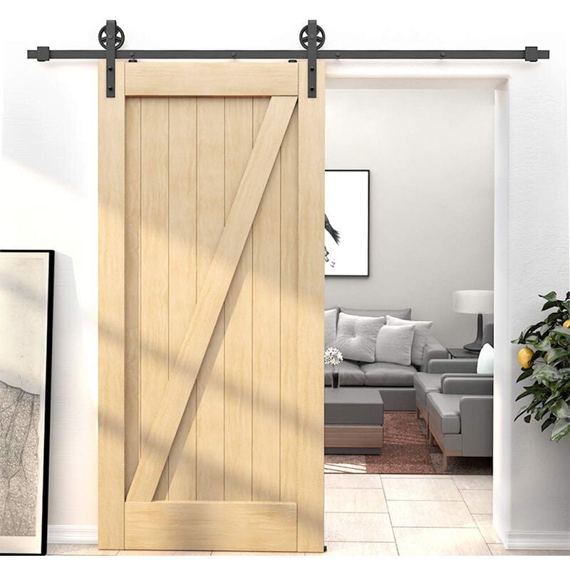 foto del prodotto axhup binario per porta anta scorrevole 150 cm interno esterno kit ferramenta per anta singola in legno da parete nero 