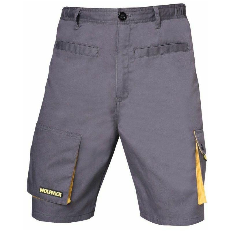 foto del prodotto wolfpack pantaloni da lavoro corti grigio giallo taglia 50 52 xl