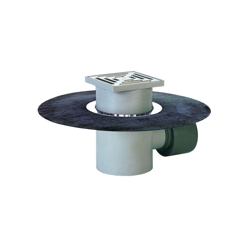 foto del prodotto pozzetto orizzontale sifonato per cantina dn75 110, foglio bitumato saldato, portagriglia griglia inox 147x147mm 138x138mm