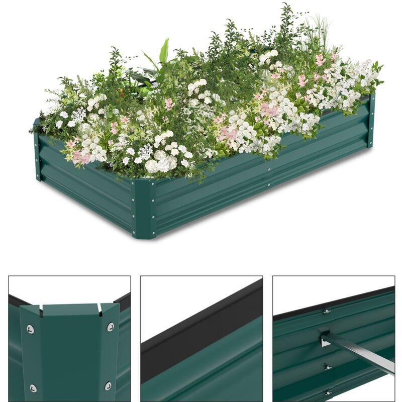 foto del prodotto jopassy fioriera rialzata aiuola da giardino rialzata 240x90x30 cm piante jardiniere verde