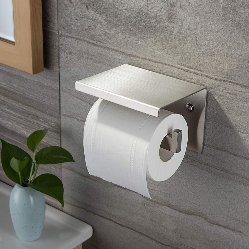 foto del prodotto alovez porta carta igienica con ripiano, porta carta igienica in acciaio inox sus 304 autoadesivo o da parete