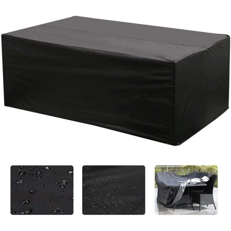 foto del prodotto snq copertura per mobili da giardino, copertura per tavolo rettangolare oxford per mobili da giardino con protezione uv nero 18012074cm, 