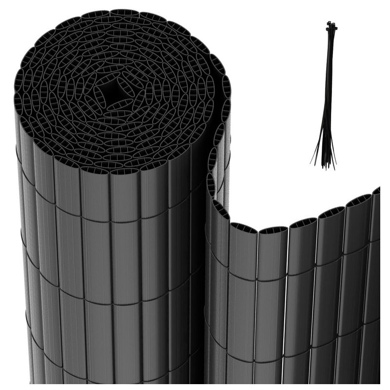 foto del prodotto hengda ringhiera bifacciale in pvc grigio antracite. oscuramento al 90 . h.90 cm x l.600 cm