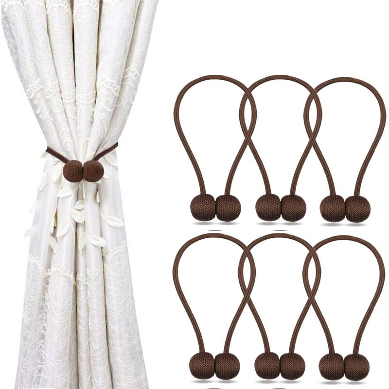 foto del prodotto confezione da 6 fermatende magnetici per tende, drappeggi, decorazioni per soggiorno o ufficio, senza bisogno di attrezzi caff 